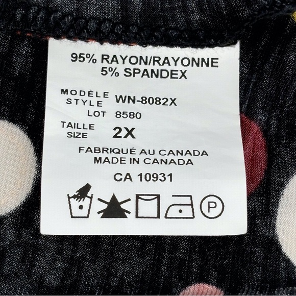 Hamilton Black Multicolour Polka Dotted Sleeveless V-Neck Top, 2X - Picture 11 of 12